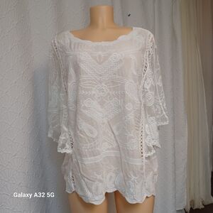 Coco + Carmen Women Size S/M White Lace Swim Cover-Up